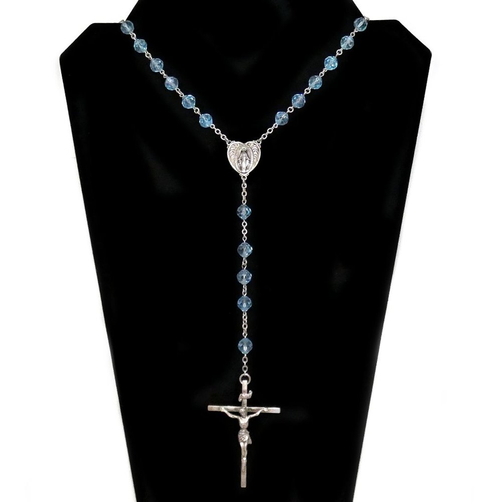 A Gale Sterling Silver INRI Crucifix Rosary 60.88g